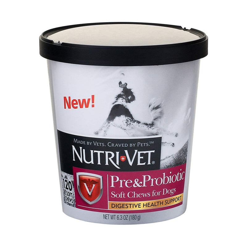 Nutri-Vet Pre and Probiotic Soft Chews for Dogs | Digestive Health Support Dog Probiotics | Tasty Alternative to Dog Probiotic Powder | 120 Soft Chews - PawsPlanet Australia