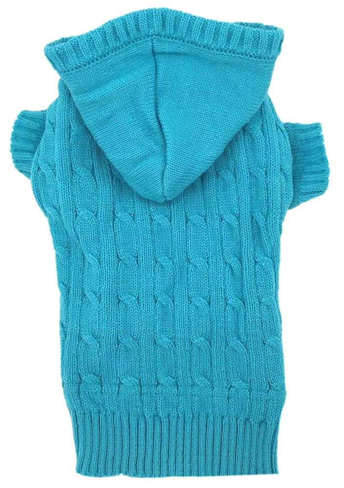 Lanyar Dog Classic Cable Pet Sweater Hoodie for Dogs,Size Runs Smaller, Small fits Pets 3-8Lbs Medium 10-16Lbs, Large 18-25Lbs, XLarge 30-40Lbs,XXLarge 40-55Lbs,XXXLarge 55-70Lbs Sky Blue - PawsPlanet Australia