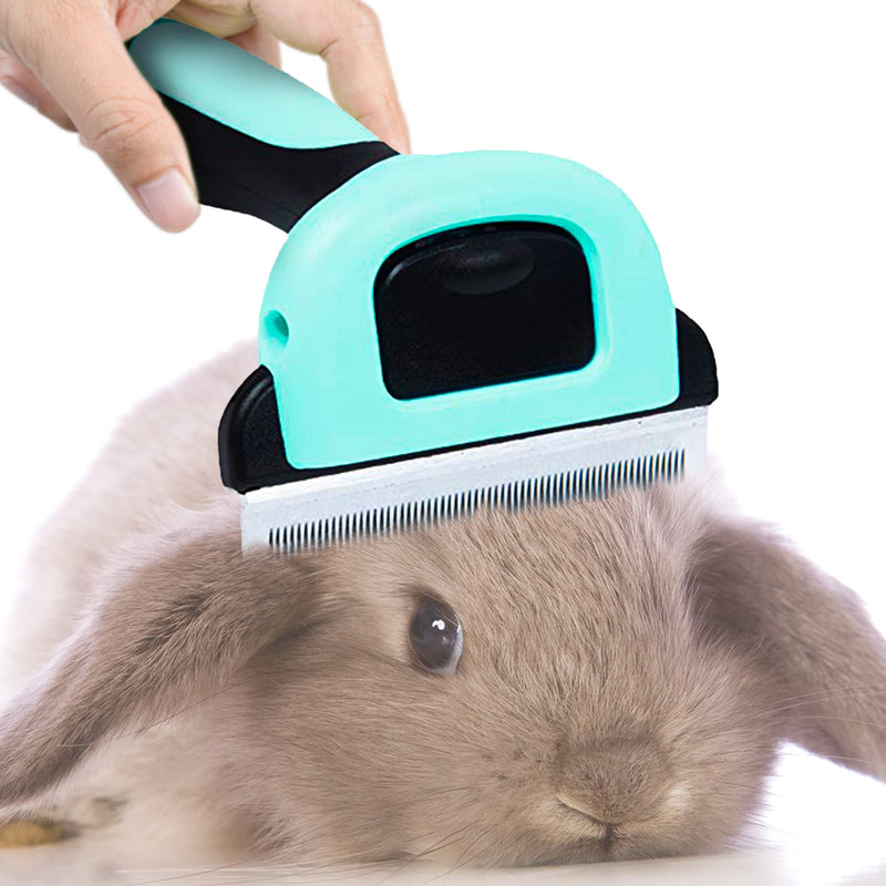 SunGrow Rabbit Deshedding Brush for Grooming, 2.5” Stainless Steel Blade, Black and Blue, Ergonomic Plastic Handle, 1 Pc per Pack - PawsPlanet Australia