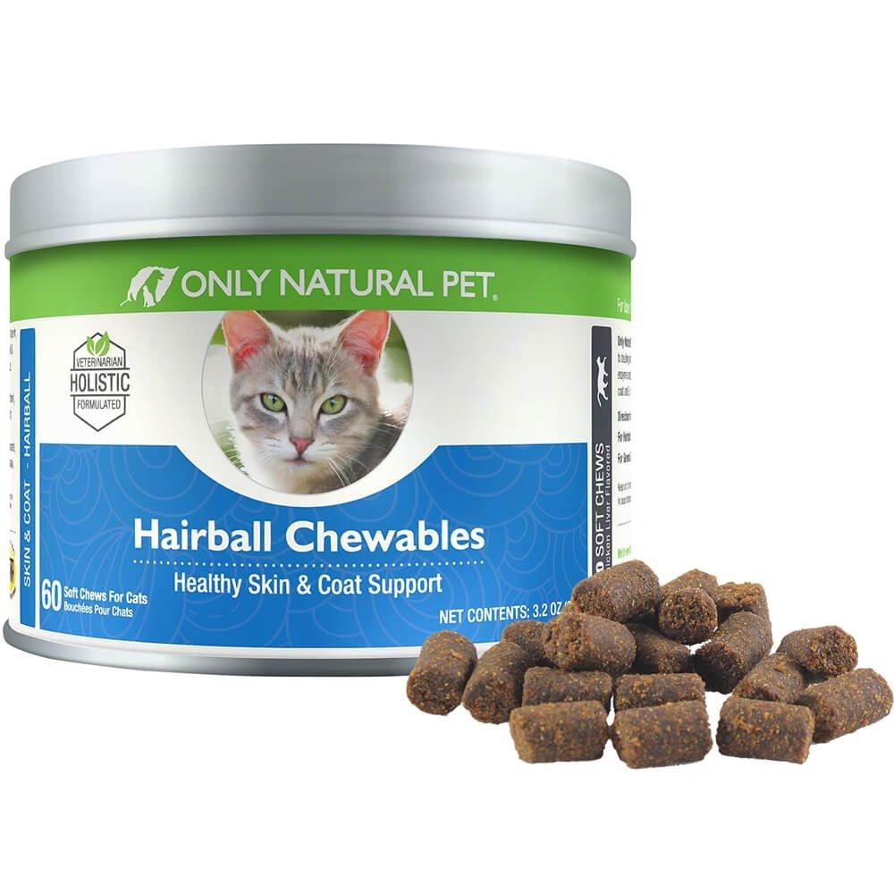 Only Natural Pet Hairball Remedy for Cats - Helps Control Hairball Formation and Shedding in Healthy Feline Cats - 60 Soft Chews Hairball Chewables - PawsPlanet Australia