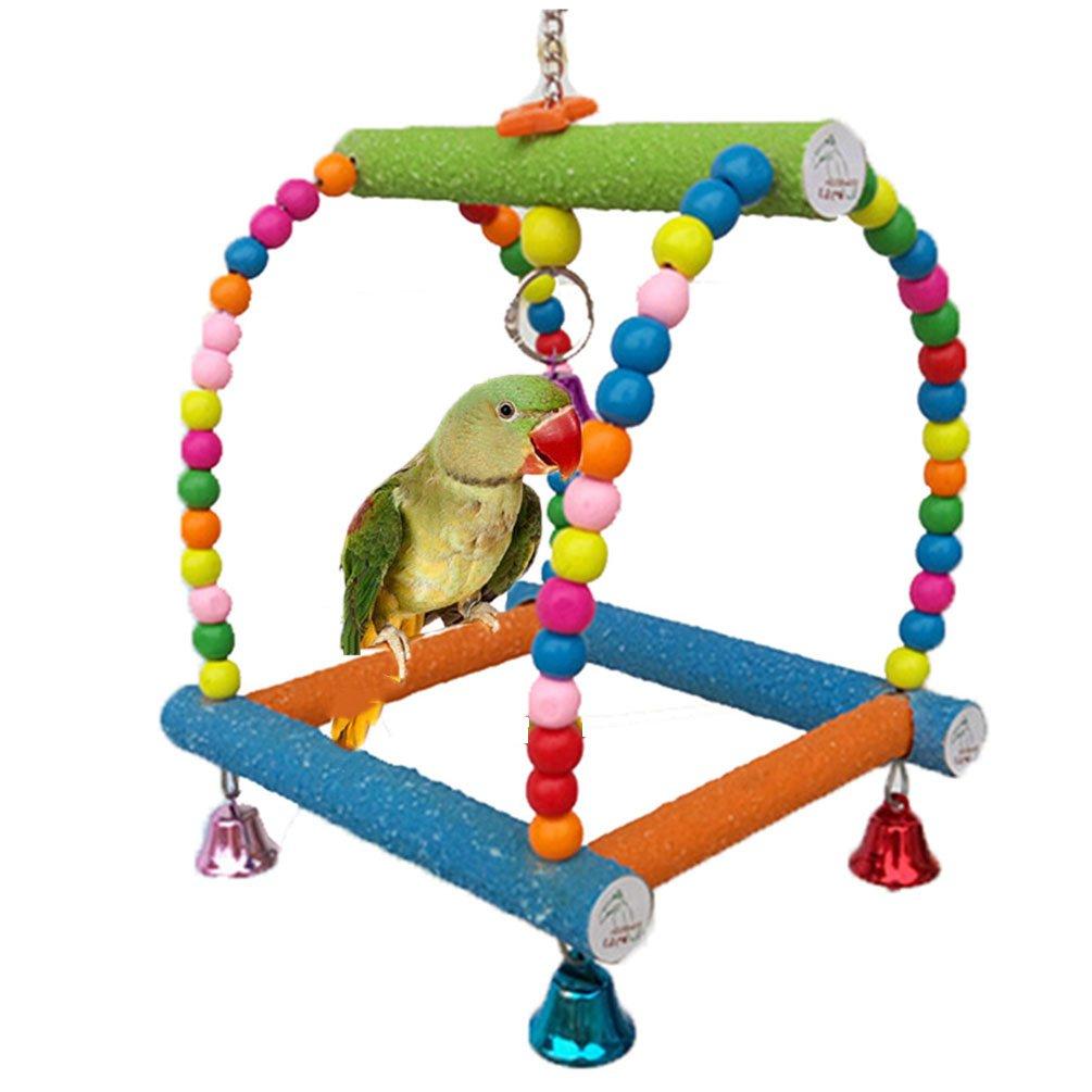 [Australia] - Keersi Small Medium Bird Swing Toy for for Pet Parrot Parakeet Cockatiel Conure Cockatoo African Grey Macaw Eclectus Amazon Lovebird Finch Canary Budgie Cage Wood Perch Stand 
