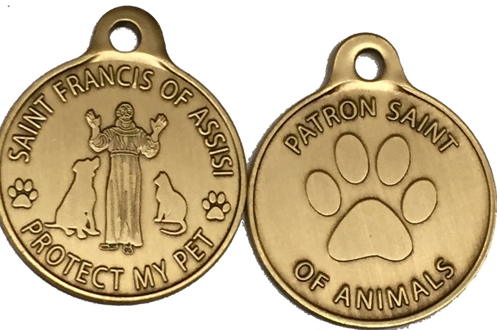 [Australia] - Saint Francis of Assisi Patron Saint Of Pets / Protect My Pet Bronze Dog Cat Tag Charm 