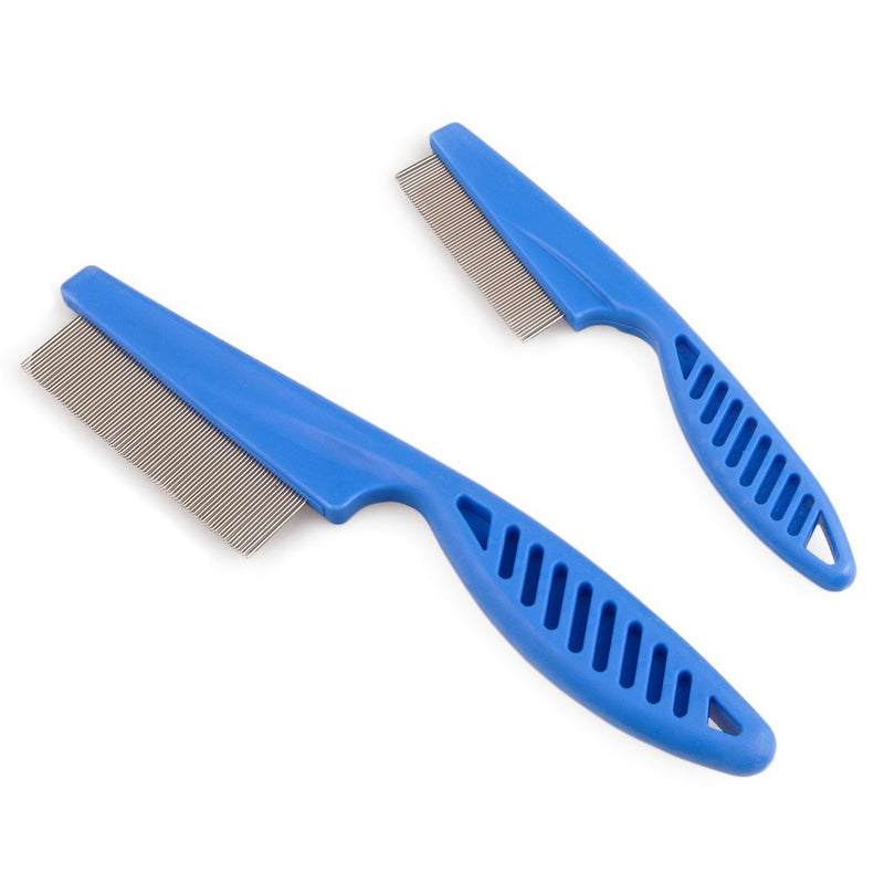 2 Packs Flea Comb Pet Hair Comb Dog Grooming Tool, Tear Stain Remover for Cats Dogs, Size S + L - PawsPlanet Australia