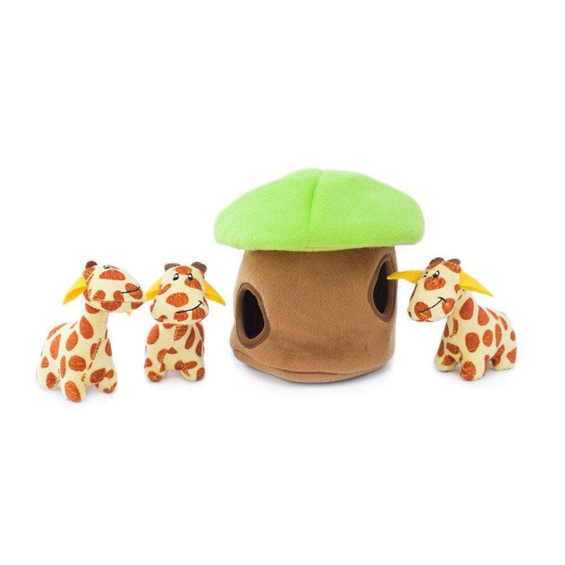 ZippyPaws Zoo Friends Burrow Interactive Dog Toys - Hide and Seek Dog Toys and Puppy Toys, Colorful Squeaky Dog Toys, and Plush Dog Puzzles Giraffe Lodge - PawsPlanet Australia