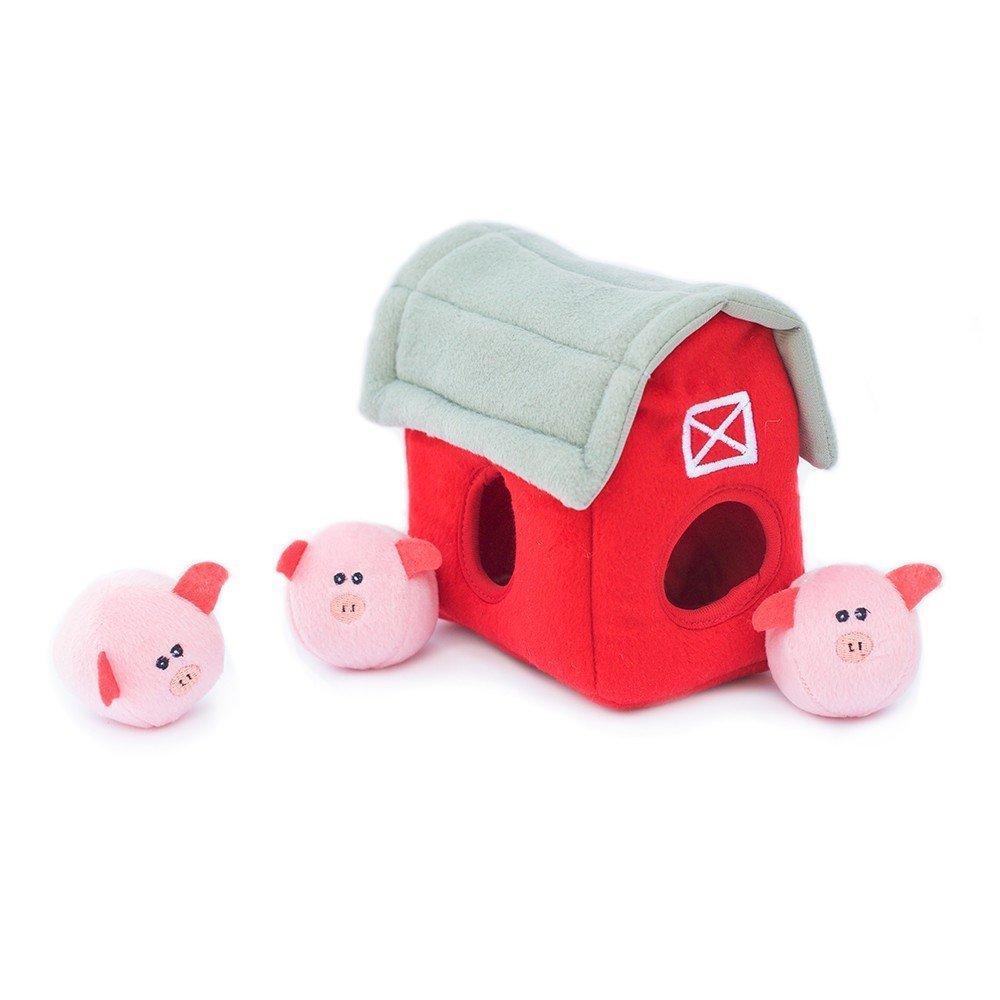 [Australia] - ZippyPaws - Farm Pals Burrow, Interactive Squeaky Hide and Seek Plush Dog Toy Pig Pen - Bubble Babiez 