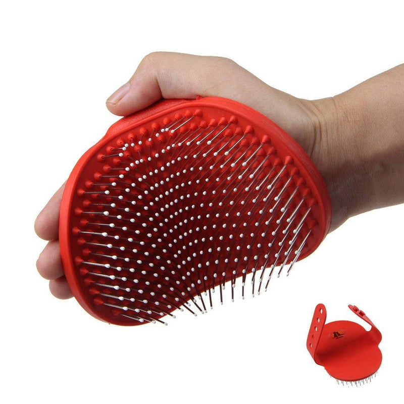 Emours Pet Rubber Grooming Brush Massager with Adjustable Loop Handle and Stainless Steel Pin, Color May Varies - PawsPlanet Australia