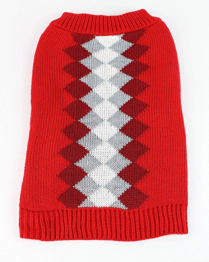 [Australia] - Midlee Argyle Dog Sweater X-Small Red 