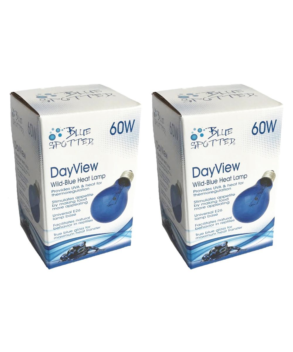 [Australia] - Blue Spotted 2 Pack DayView Wild-Blue 60 Watt Heat Lamp (Bulb) for Viewing and Heating of Your Terrarium Pet Reptiles and Amphibians! 