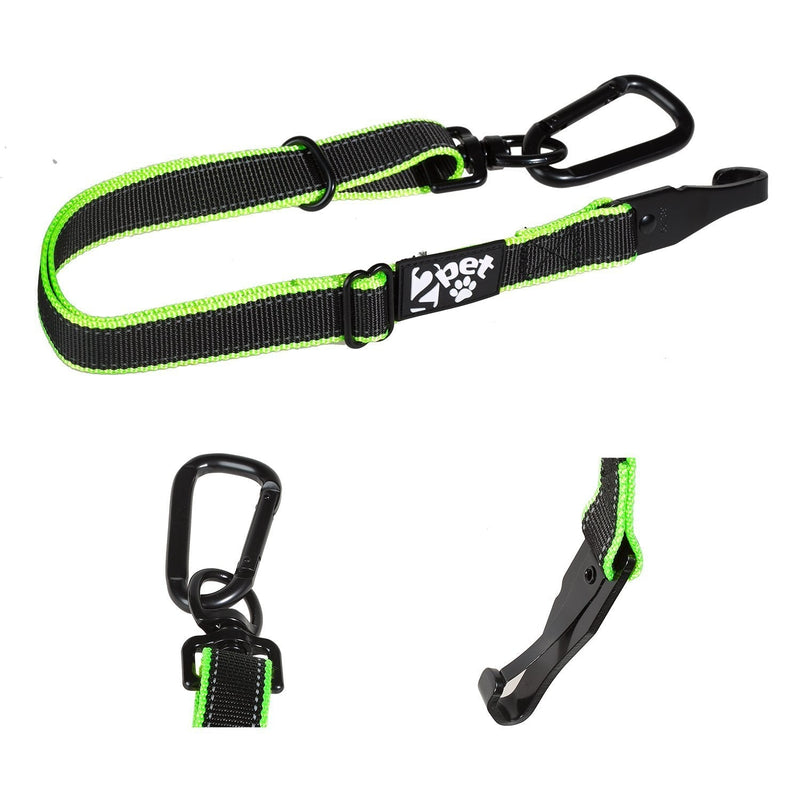 [Australia] - 2PET Dog Seatbelt Strap Adjustable Dog Seat Belt for All Breeds – Use with Harness – All Car Makes – Carabiner Clip Leash – Green and Black 