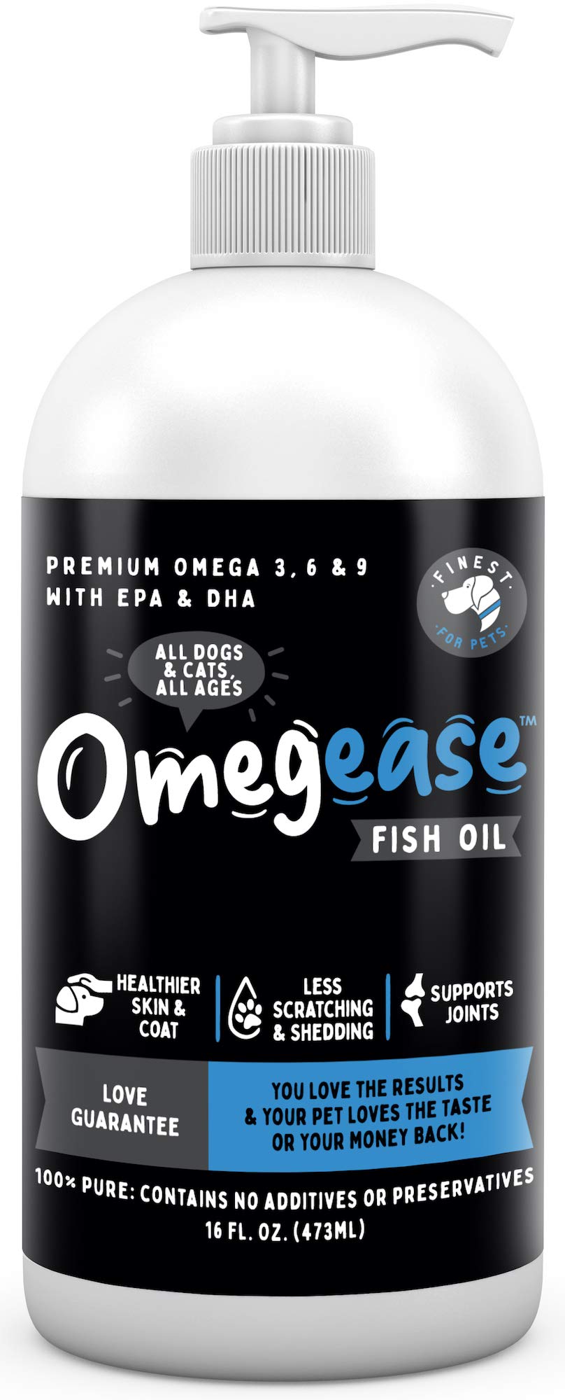 100% Pure, Natural Omega 3, 6 & 9 Fish Oil for Dogs and Cats. Supports Joints, Immune, Brain & Heart Health. Pet Food Supplement - EPA + DHA Fatty Acids for Skin & Coat. New Design 16 Ounces - PawsPlanet Australia