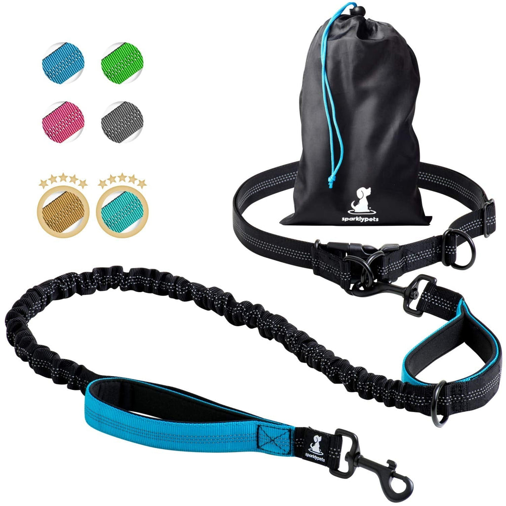 SparklyPets Hands-Free Dog Leash for Medium and Large Dogs – Professional Harness with Reflective Stitches for Training, Walking, Jogging and Running Your Pet Blue For 1 Dog - PawsPlanet Australia