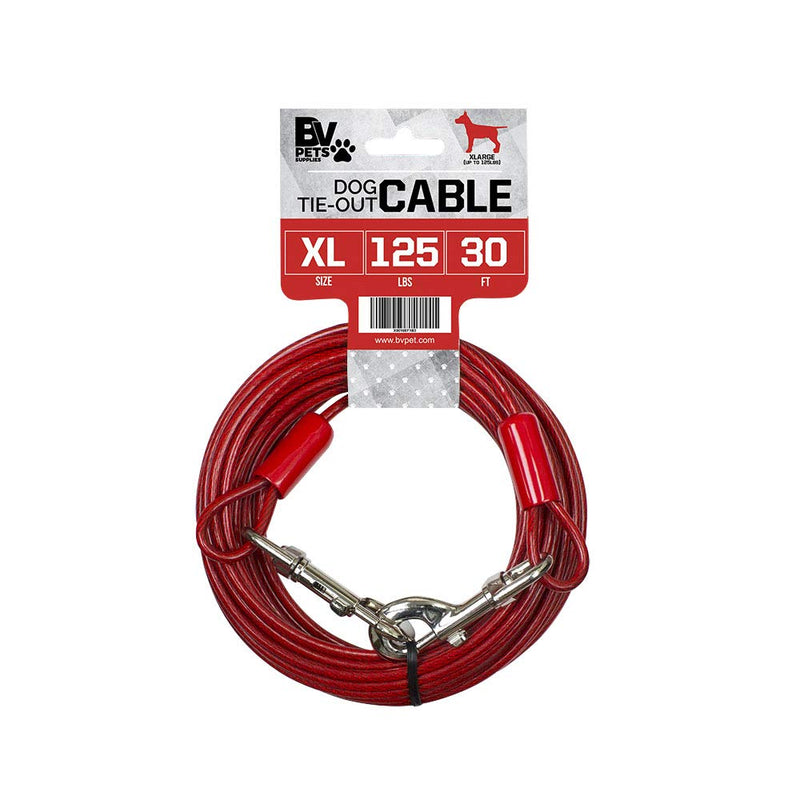 BV Pet Tie Out Cable for Dogs Up to 90/125/ 250 Pounds, 25/30 Feet 125lbs/ 30ft/ Red - PawsPlanet Australia
