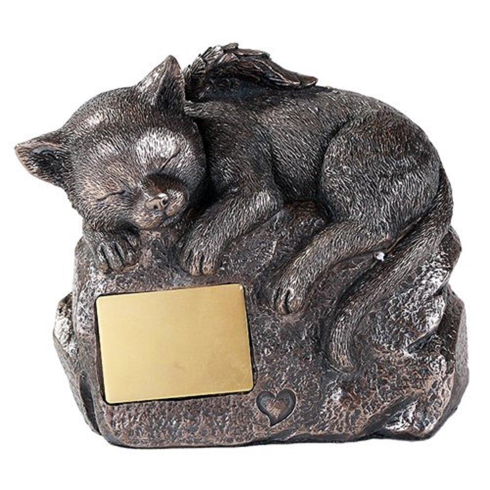 [Australia] - Pet Memorial Angel Cat Sleeping Cremation Urn Bronze Finish Bottom Load 30 Cubic Inch 