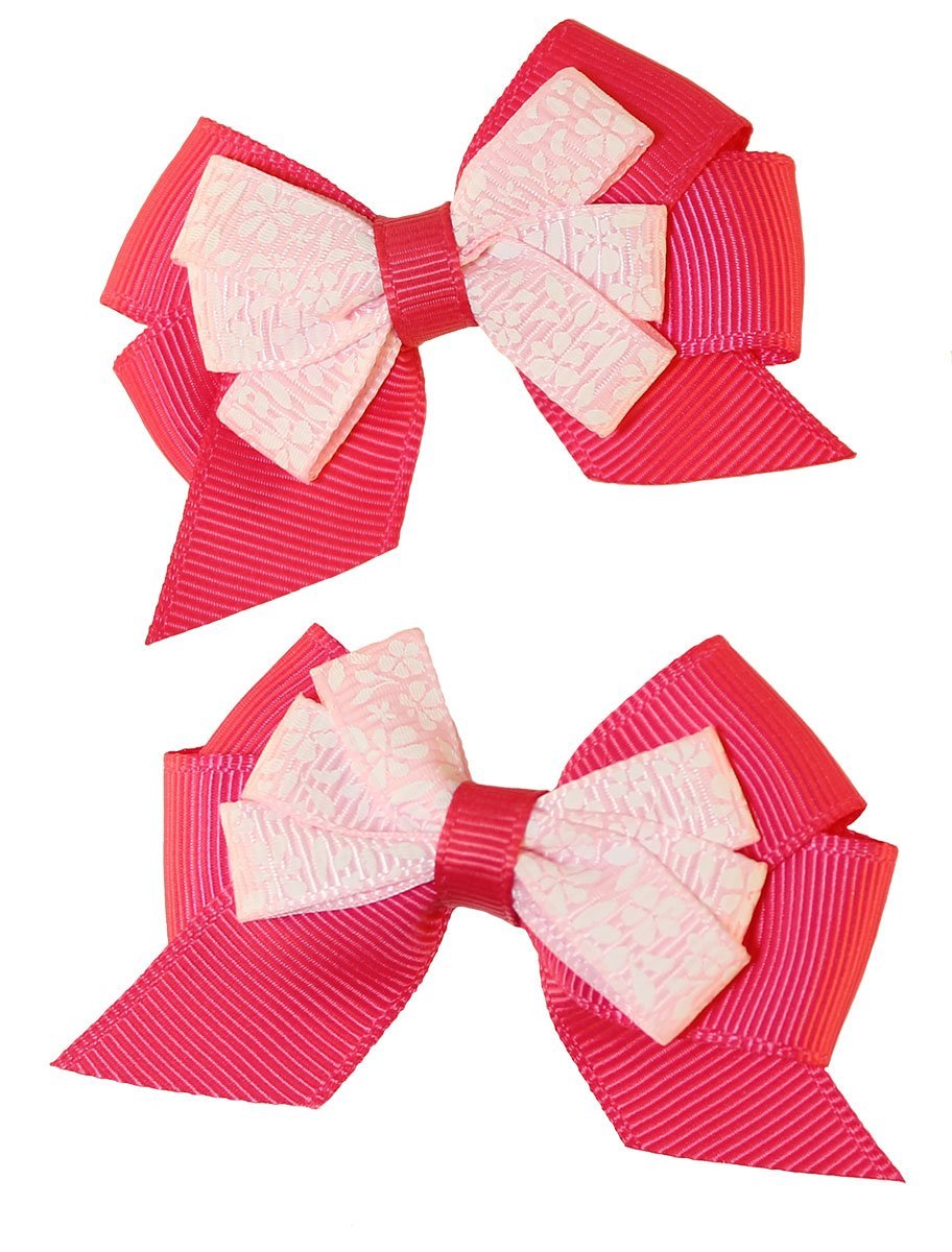 [Australia] - MuttNation Fueled by Miranda Lambert Pink Floral Bow Set fo Dogs, 2 Bows, One Size, Pink 