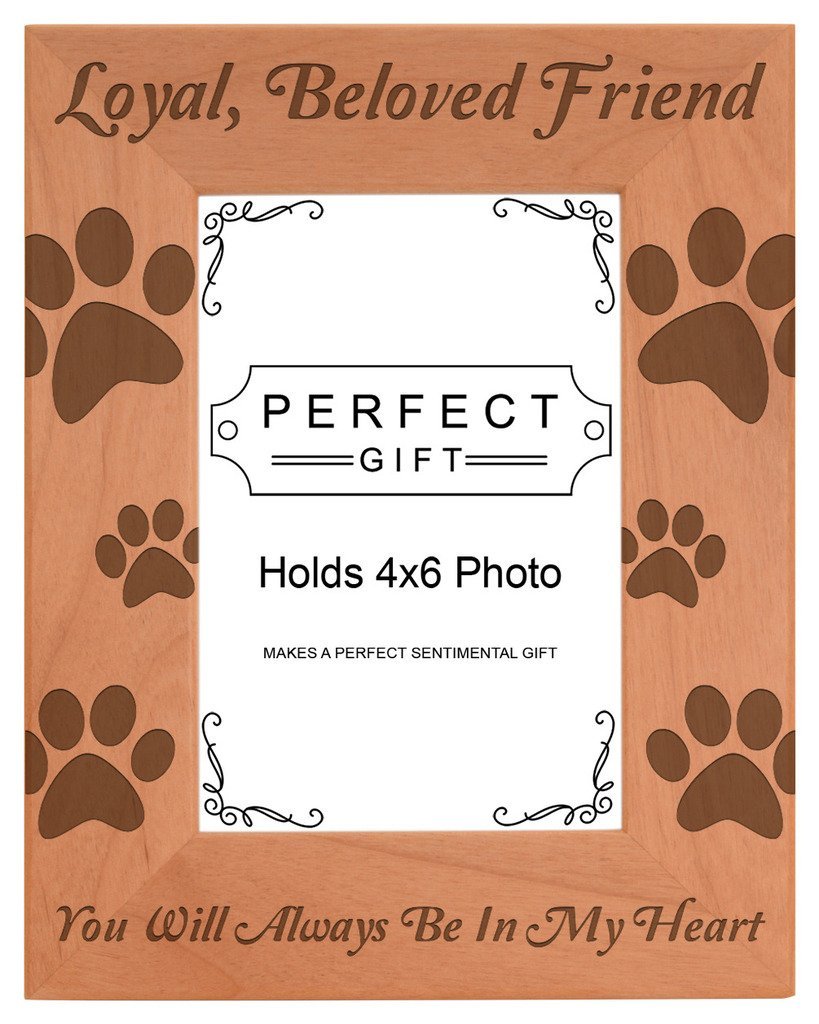 [Australia] - Pet Memorial Gift Remembrance of Dog or Cat Natural Wood Engraved 4x6 Portrait Picture Frame Wood 
