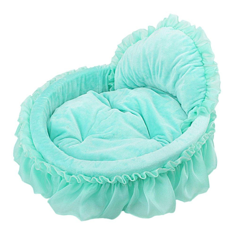 WYSBAOSHU Cute Princess Pet Bed Bow-TIE Lace Cat Dog Bed (S, Green) S - PawsPlanet Australia