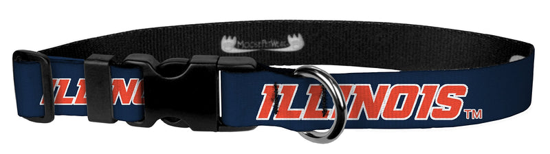 [Australia] - Moose Pet Wear Dog Collar – University Illinois Adjustable Pet Collars, Made in The USA – 1 Inch Wide 3/4 inch Small 