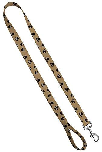 [Australia] - Colorful Paw Print Dog Collar And Leash - Waterproof  Puppy Paw Print Dog Collar and Dog Leash, Wide Range of Sizes For Every Dog 3/4'' LEASH 6 FT Puppy Paw Black/Tan 