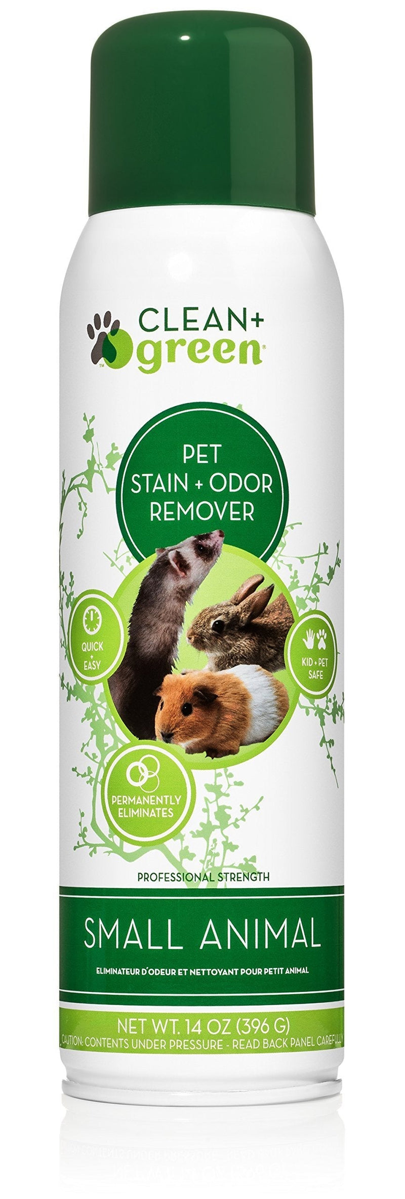 Clean+Green Professional Strength Cleaner, Stain Remover, Deodorizer, Odor Eliminator for Small Animals, 14-Ounce, Made in the USA 1 Pack/ 14 Ounce - PawsPlanet Australia