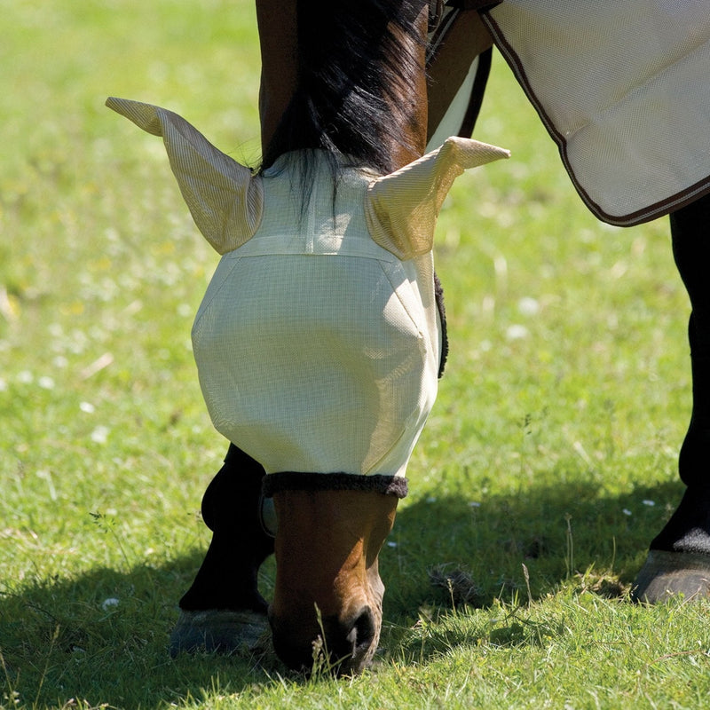 Amigo Fly Mask with Ears SPNY Oatmeal/Brown - PawsPlanet Australia