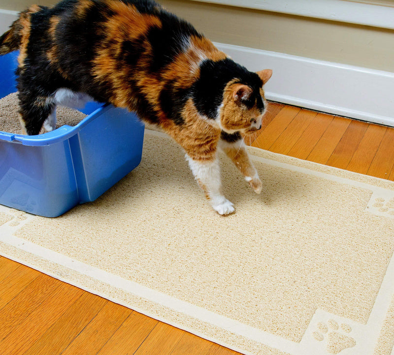 CleanHouse Pets Cat Litter Mat, XL Size, Non-Slip, Easy to Clean, Stops All Litter Tracking, No Phthalate, Durable, Soft on Kitty Paws, Scatter Control for Cat Litter Box, Water Resistant (36"x24") Beige - PawsPlanet Australia