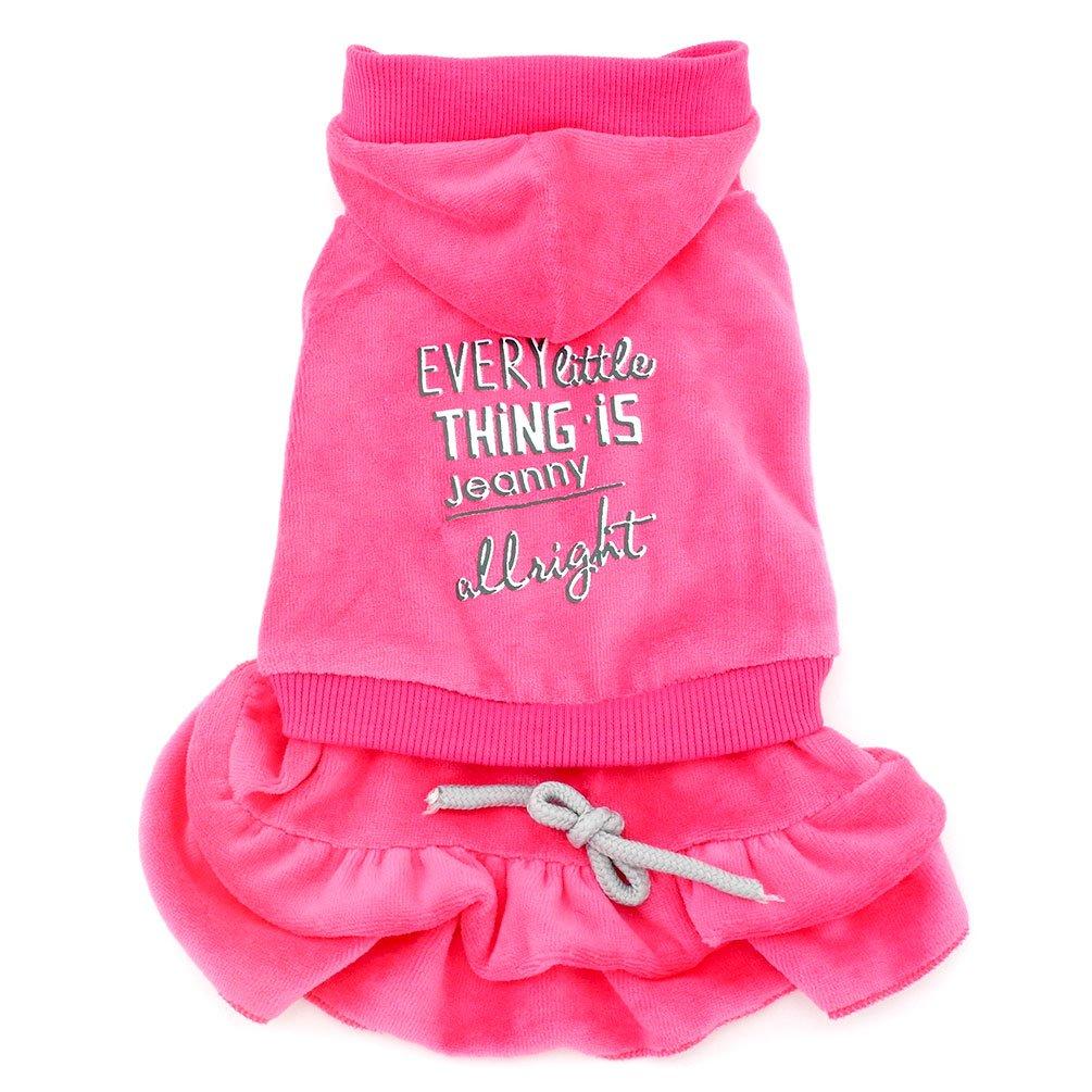 [Australia] - SMALLLEE_Lucky_Store XY000316-gray-L Pleated Tiered Dog Princess Dress Hoodies Ribbed Outfits Pink L 