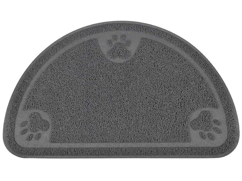 [Australia] - Tom Pet Large Cat Paw Print Litter Box Mat,Door Mat, Kitty Litter Rug,Half Circle,23.514.25 Inches Gray 