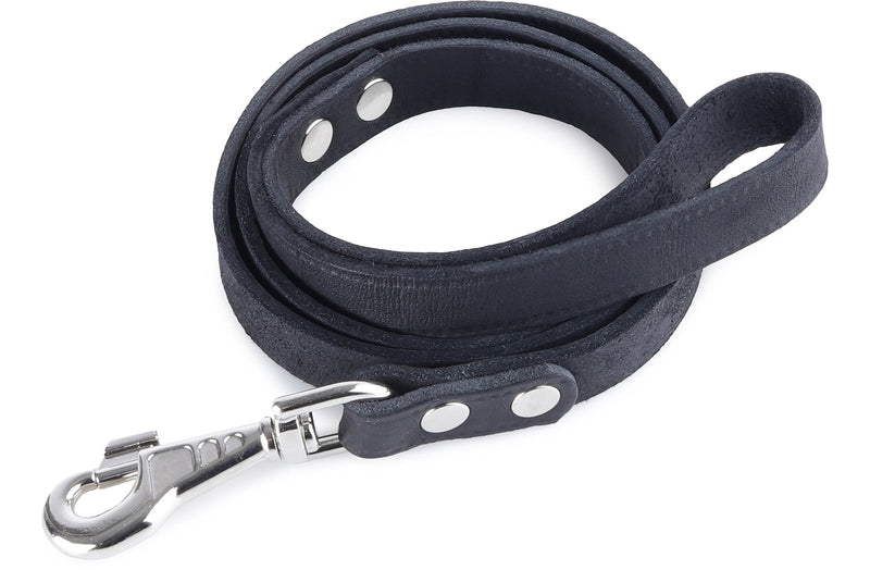 Garronda Dog Leash made of Soft Leather 47.2 in 919+ (Black, 47.2 in x 0.79 in) - PawsPlanet Australia
