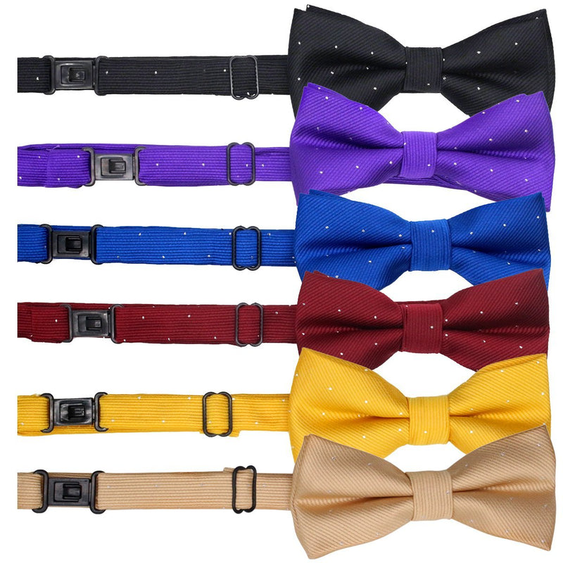 [Australia] - YOY Handcrafted Pet Bow Tie - Adjustable Neck Tie 10"-17" Fashion Polka Dots Bowtie Dog Collar Necktie Kitty Puppy Grooming Accessories for Doggie Cat Pack of 6, Multi-Colored 6 Pcs Assorted Colors 