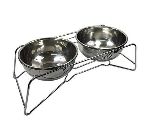 [Australia] - FixtureDisplays Set of 3 Dog Cat Feeder with Stand Food Water Stainless Steel Meal Dispenser12216 12216 