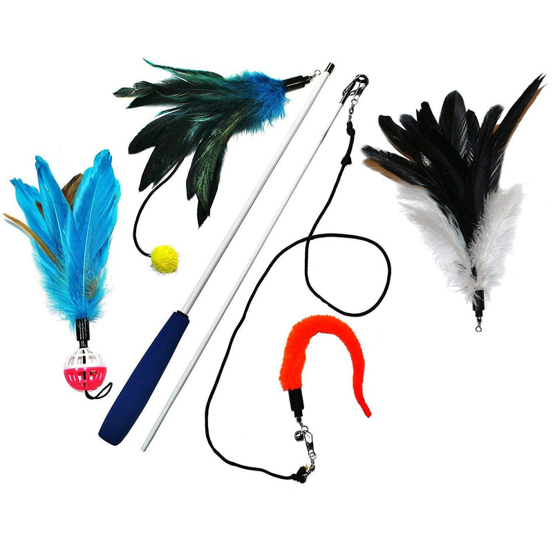 [Australia] - Pet Fit For Life 4 Piece Dual Rod Feather Teaser and Exerciser for Cat and Kitten - Cat Toy Interactive Cat Wand… 