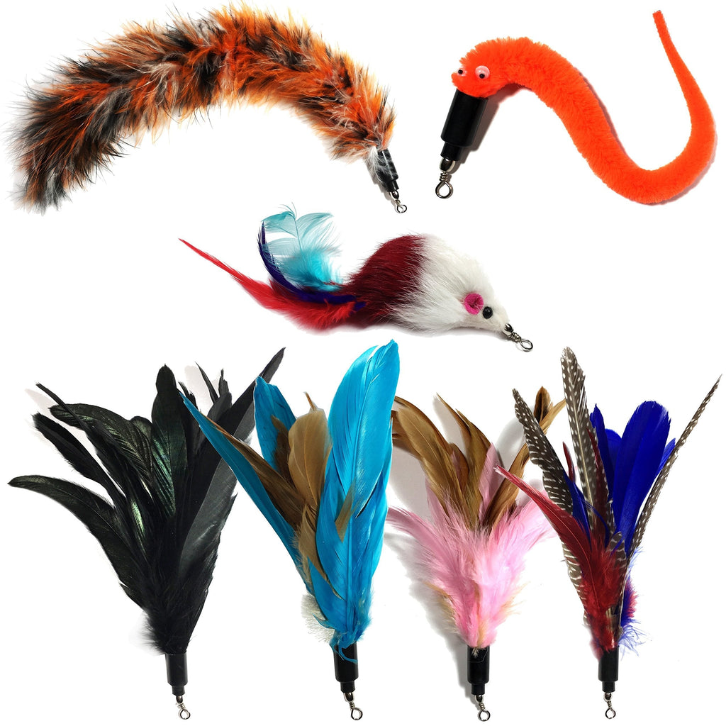 [Australia] - Pet Fit For Life 7 Piece - PLUS BONUS - Replacement Feathers and Soft Furry For Interactive Cat and Kitten Toy Wands 