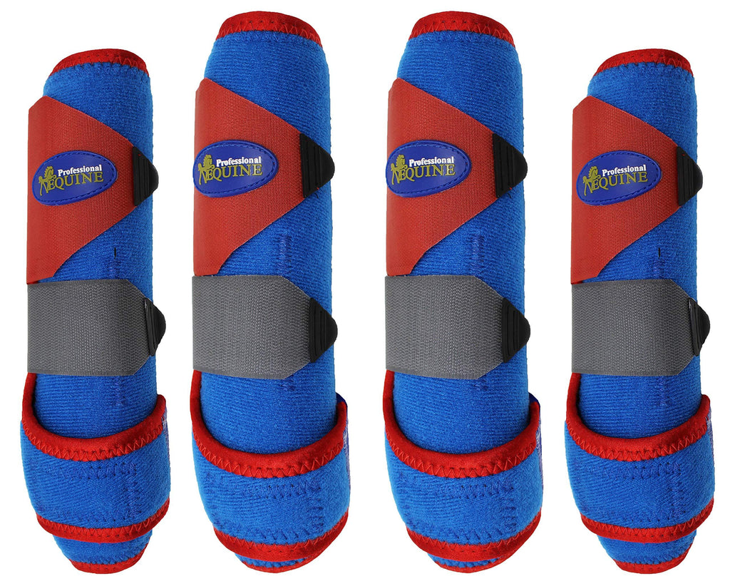 [Australia] - Professional Equine Medium 4-Pack Sports Medicine Splint Boots Blue 4115C 