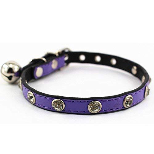 [Australia] - JIngwy Cute Fashion Jeweled Pet Collar for Puppies/Cats with Bell XS S Red/Blue/Purple/Black/Yellow/Pink Purple 