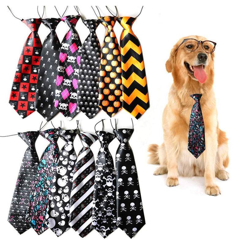[Australia] - yagopet 10pcs/Pack Big Ties Halloween Large Dog Ties Skulls Dog Large Neckties 22inches Bow Ties Cat Dog Ties for Halloween Festival Dog Collar Dog Grooming Accessories 