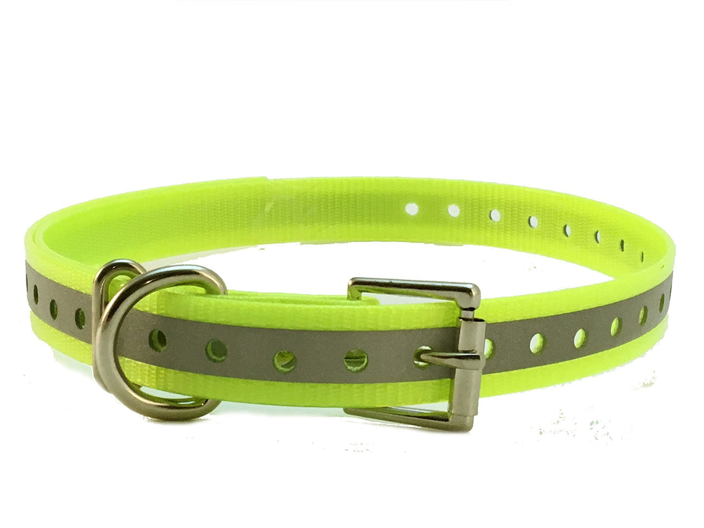 [Australia] - Sparky Pet Co - Reflective Yellow 1" Roller Buckle High Flex Dog Collar - Compatible with E Collar Systems 