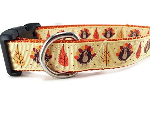 [Australia] - Thanksgiving Dog Collar, Caninedesign, Autumn, Fall, Turkey, 1 inch Wide, Adjustable, Nylon, Medium Large Thanksgiving Large 15-22" 