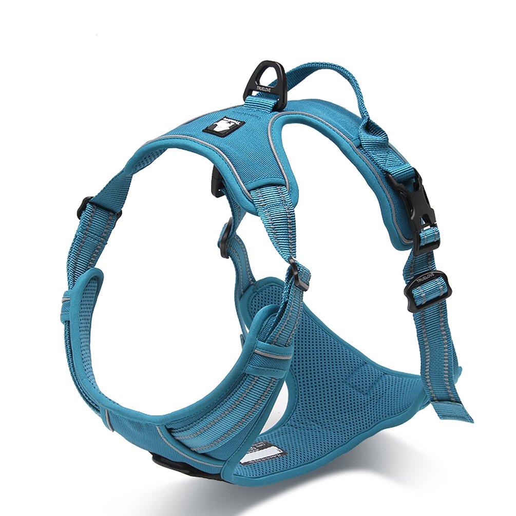 [Australia] - SGODA Dog Harness Reflective Pet Vest Harness with Handle Large Chest 27-32" Blue 