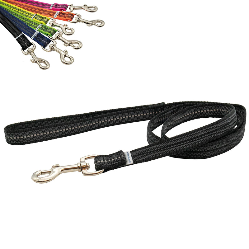 Herm Sprenger - Heavy Duty Rubberized Nylon Reflective Dog Leash 6 Feet – Safety Control No Slip Grip Loop Handle No-Tangle 360 Swivel – Comfort Lead for Small Medium Dogs (Black) Black - PawsPlanet Australia