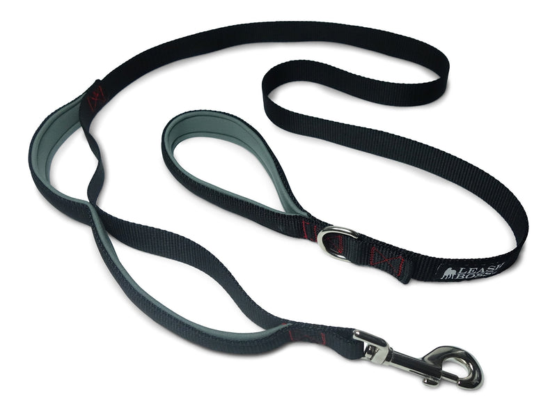 [Australia] - Leashboss 3X - Two Handle Dog Leash with Extra Traffic Handle - Heavy Duty Double Padded Handle Lead for Walking and Training Large Dogs Black/Red/Grey 