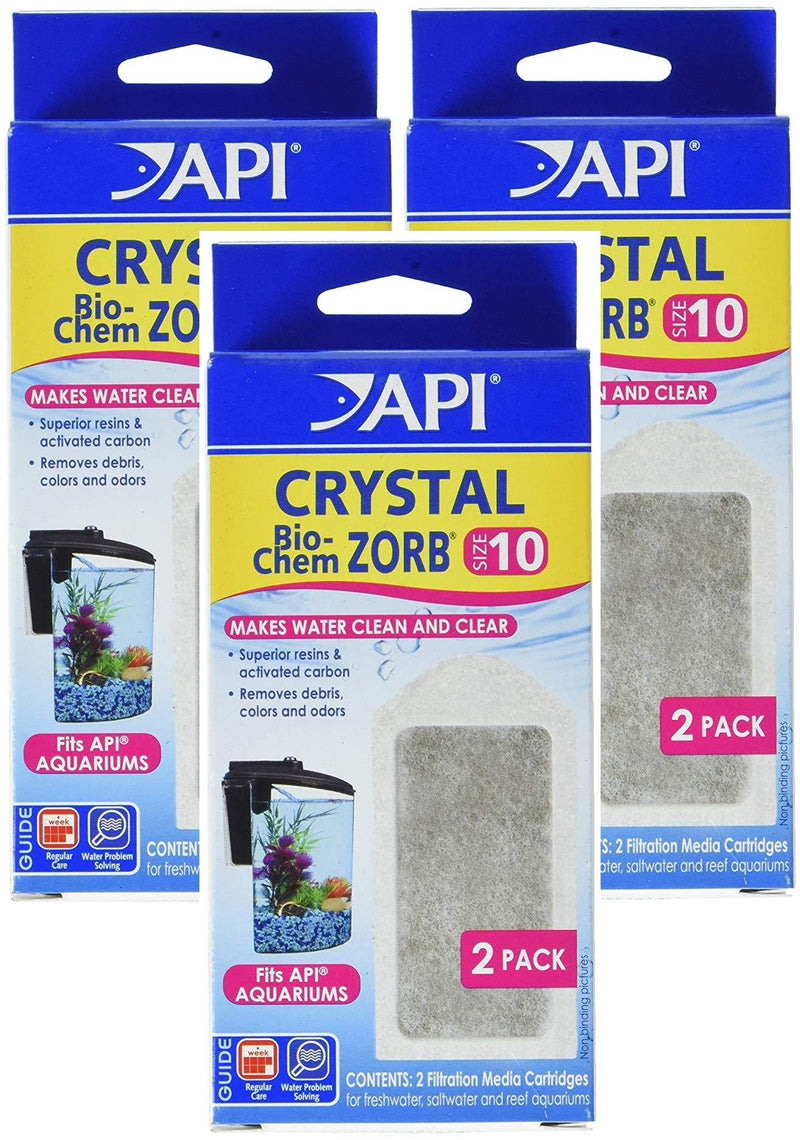 [Australia] - API (3 Pack) Crystal Bio-Chem Zorb Internal Filter Cartridges, Size 10, 2 Filters Each 