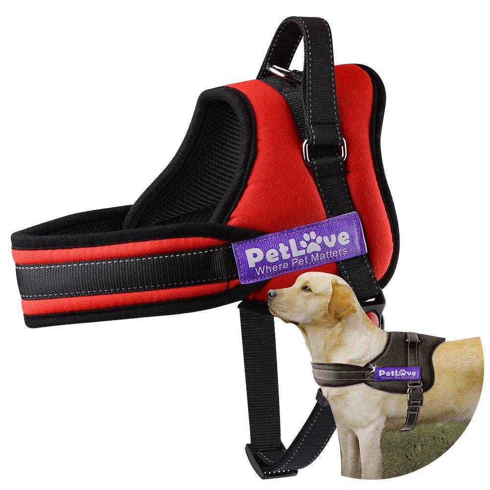 [Australia] - PetLove Dog Harness, Soft Leash Padded No Pull Dog Harness with All Kinds of Size Medium Red 