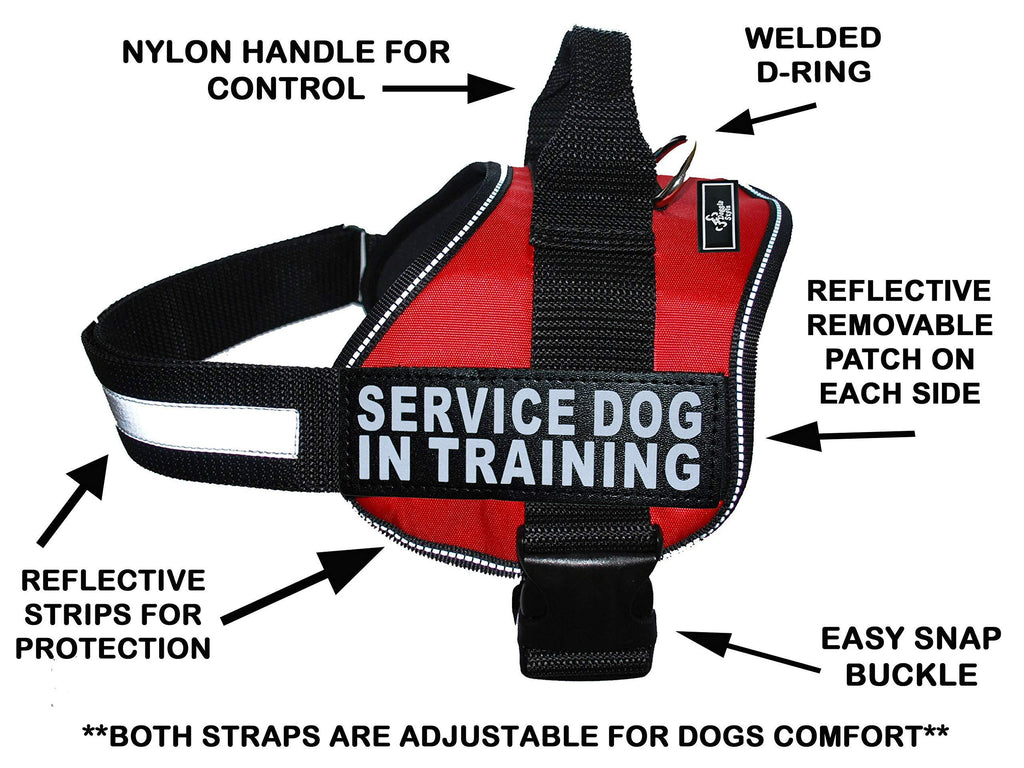 [Australia] - Doggie Stylz Service Dog in Training Vest with Hook and Loop Straps and Handle – Harness Comes in Sizes XXS to XXL – Three Colors – Service ¬Dog Vest Harness Features 2 Reflective Patches Girth 24-31" Red 