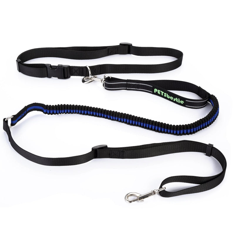 [Australia] - PETSbestie Hands Free Dog Leash - Premium Running Dog Leash - Reflective Stitching - Adjustable Waist Belt (Fits up to 48" waist) - Dog Bungee Leash Length 4-6 Foot Long - Large or Small Dogs 