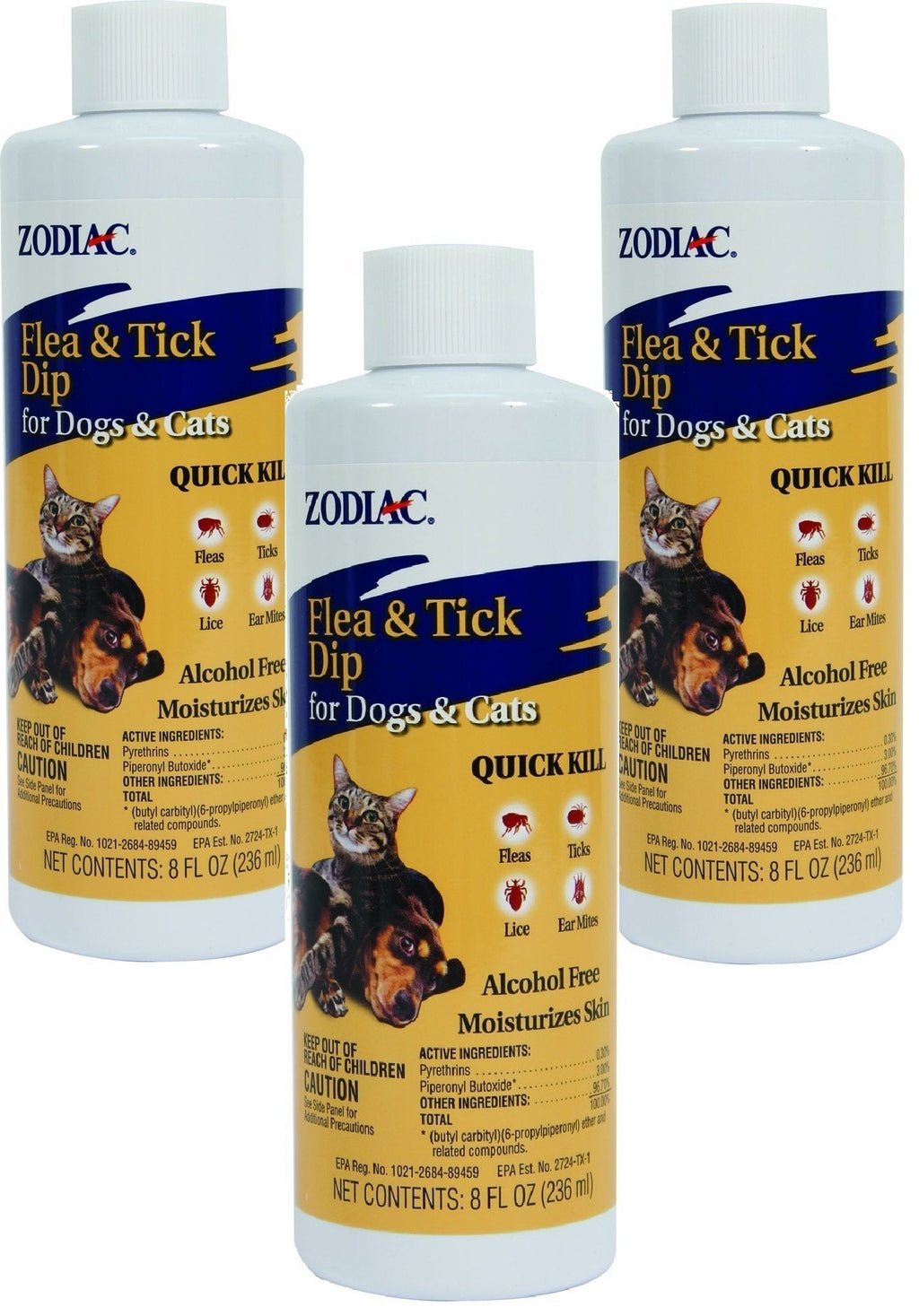 Zodiac Flea and Tick Dip for Dogs and Cats, 8 Ounce (3 Pack) - PawsPlanet Australia