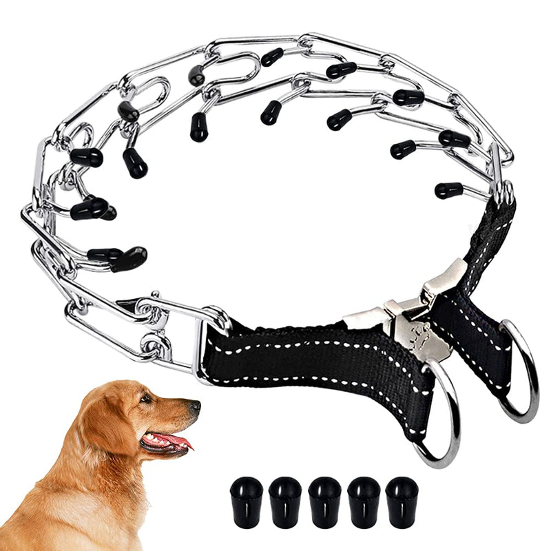 Wellbro Pit Bull German Shepherd Training Metal Pinch Pets Collar, with Quick Release Snap Buckle and Rubber Tips, Easy-On Plated Adjustable Training Dog Collar,24" Type 1 - PawsPlanet Australia