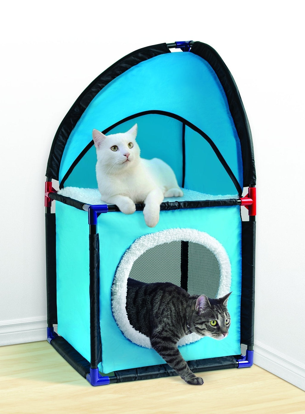 [Australia] - Pet Parade Two Tier, Durable, and Easy to Assemble Cat Corner Condo Tower, Blue 
