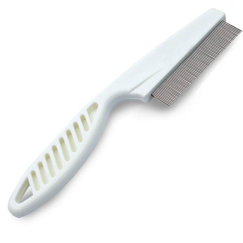 [Australia] - SunGrow Dog and Cat Comb, 7.4 Inches, Fur Detangling Tool, Grooming and Massage Comb, Durable, Closely Tied Stainless Steel Comb Teeth, White Ergo Handle, 1 Piece 
