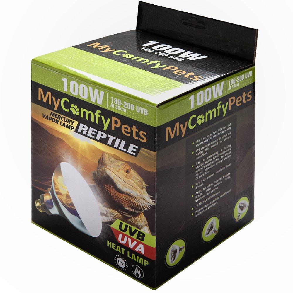 [Australia] - MyComfyPets UVB Light and UVA 2-in-1 Reptile Bulb 100W for Bearded Dragons and All Reptiles 180-200 UVB 