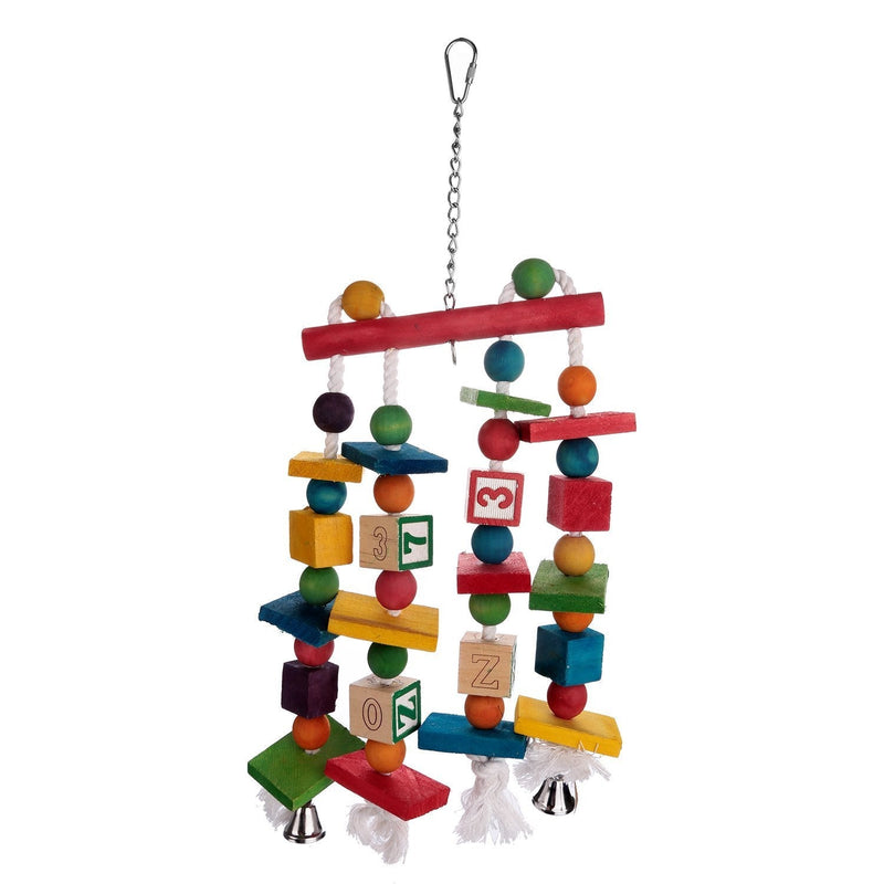 [Australia] - Aigou Knots Block Chewing Bird Toys with Bells Hanging Parrot Toys 17.5" by 6.5" 